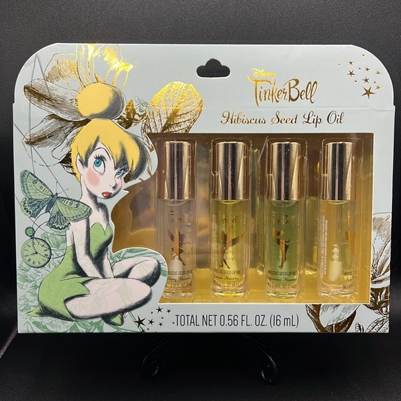 Disney Tinkerbell 4 Piece Hibiscus Seed Lip Oil Collection Set - Picture 1 of 4